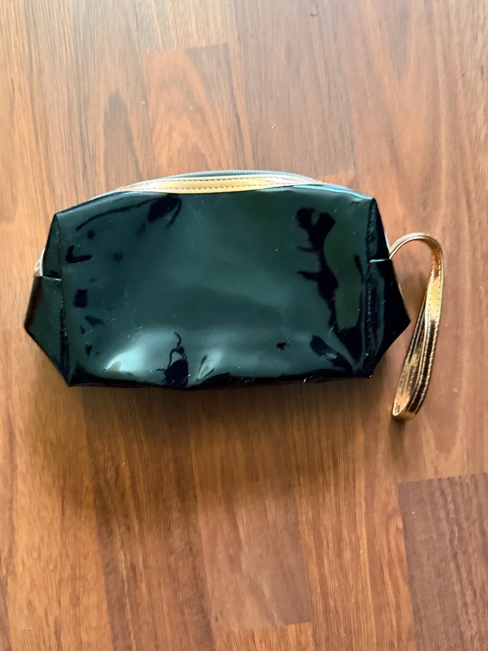 Anastasia Beverly Hills Black Patent Cosmetic Wristlet with Gold Bow